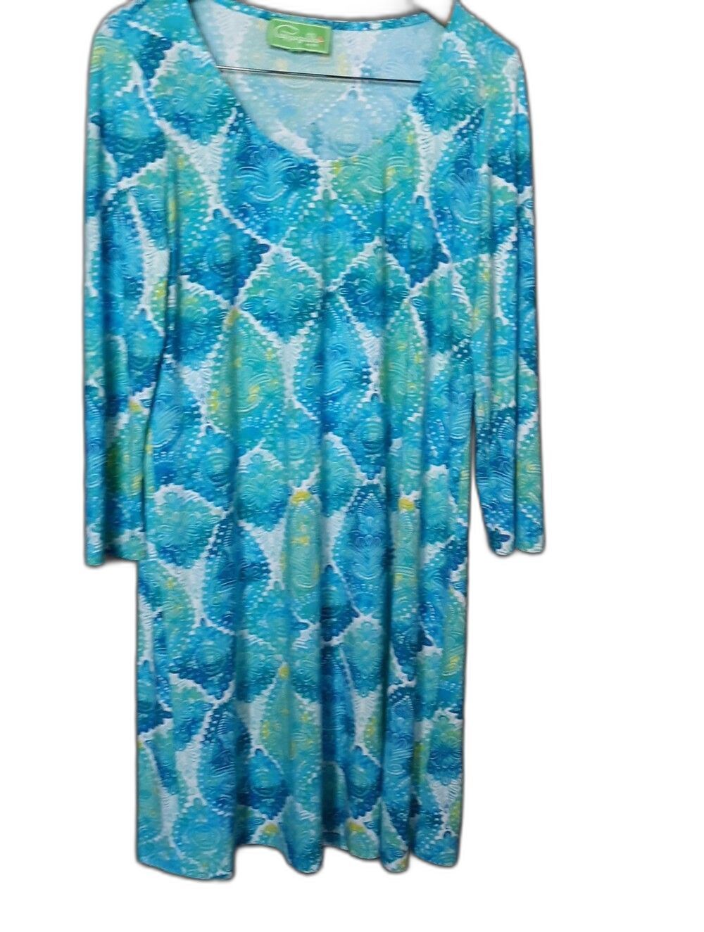 Cappagallo Bright Blue Floral Print Midi Dress LG